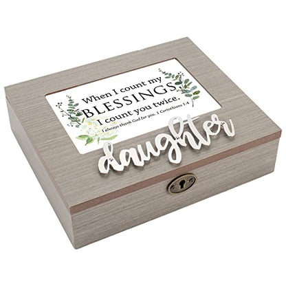 Cottage Garden Count My Blessings Metal Applique Daughter Musical Box Plays How Great Thou Art