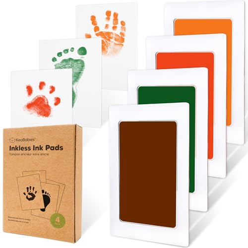 4pk Inkless Baby Hand and Footprint Kit, Mess Free Ink Pads (Autumn, R) - color: Autumn, size: 4-Pack, Regular 2.3" x 3.7"