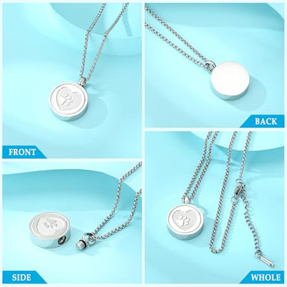Hearbeingt Tree of Life Cremation Jewelry Paw Print Urn Necklace for Ashes - color: B-Silver
