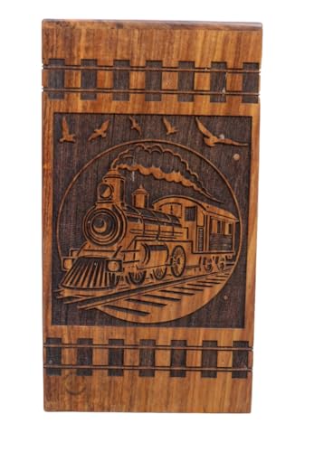 Train Urn, Vintage Burning Train steam Engraved Train Whistle Wooden Urns Box for Human Ashes Male Female Adult Burial Funeral Urn Box ((Large [11X6-250 Cu.in)) - size: (Large [11X6-250 Cu.in)