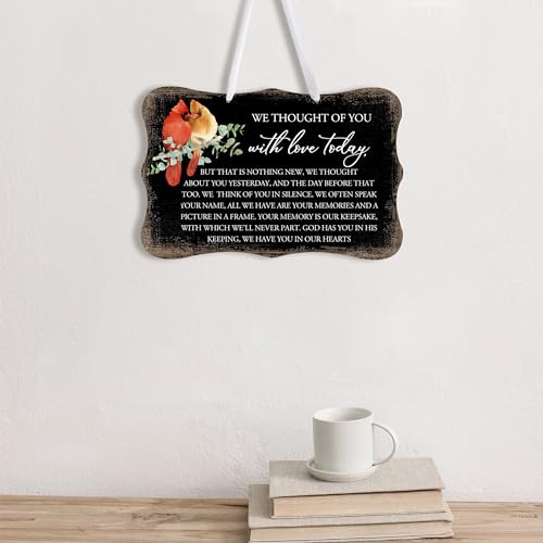 LifeSong Milestones Memorial Wall Hanging Signs Bereavement Keepsake Condolence Funeral Gift For Loss of Loved One 8x12 (We Thought Of You With (Black)) - color: We Thought Of You With (Black)
