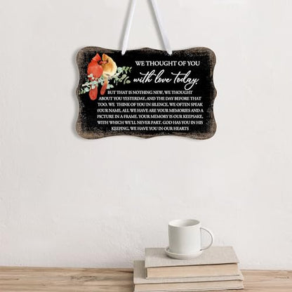 LifeSong Milestones Memorial Wall Hanging Signs Bereavement Keepsake Condolence Funeral Gift For Loss of Loved One 8x12 (We Thought Of You With (Black)) - color: We Thought Of You With (Black)