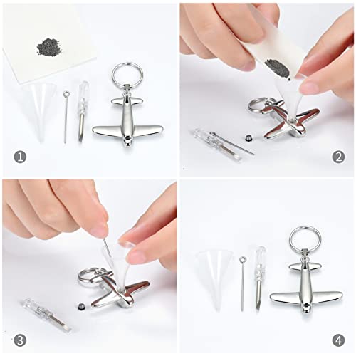 Minicremation Cremation Jewelry Urn Keychain for Ashes Airplane Memorial Urn Pendant for Human Pet's Keepsake Key Chain - color: Customize