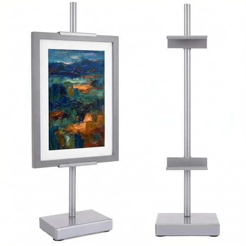 18” Steel Adjustable Tabletop Easel Stand,Picture Frame Holder for Display,Decorative Stands for Photos,Plates,Painting,Artwork,Poster,Books (White, Silver Grey) - color: Silver Grey, size: 18 in