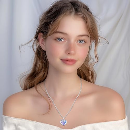 Angel Wings Necklace 925 Sterling Silver Guardian Angel Nurse RN Caduceus Pendant Charm Crystal Angel Jewelry Gifts for Women - style: G-Angel Wings-Nurse-RN-Purple