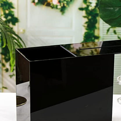 UNIQOOO Black Acrylic Wedding Card Box with Slot, Thick DIY Large 10x10x5.5 inch w/No Print, Wedding Receptions Wishing Well Money Box, Birthday, Memory Box, Suggestion Boxes, Acrylic Ballot Box - color: Black w/ No Print