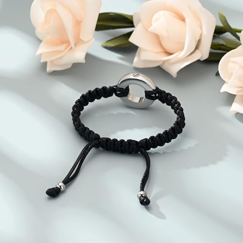 Circle of Life Urn Braided Bracelet for Ashes for Women Men | stainless steel urn bracelet,adjustable,cremation jewelry,holds pet & human ashes,memorial gift,leak-proof sealed,engraved - color: Silver