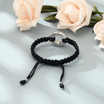 Circle of Life Urn Braided Bracelet for Ashes for Women Men | stainless steel urn bracelet,adjustable,cremation jewelry,holds pet & human ashes,memorial gift,leak-proof sealed,engraved - color: Silver