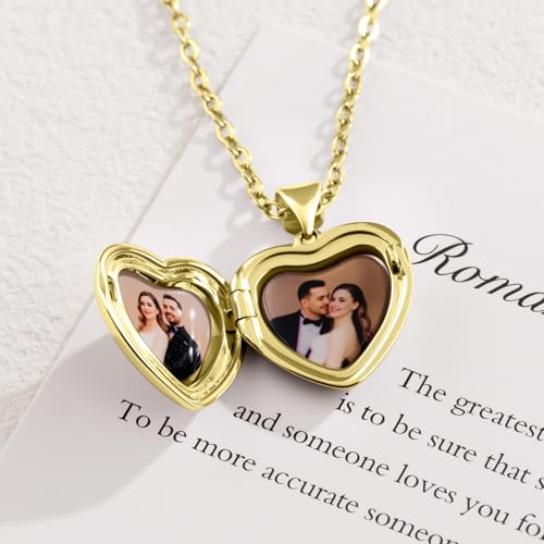 Heart Locket Necklace for Women Butterfly Necklace Holds Pictures Memorial Jewelry Birthday Mother's Day for Women - color: Gold