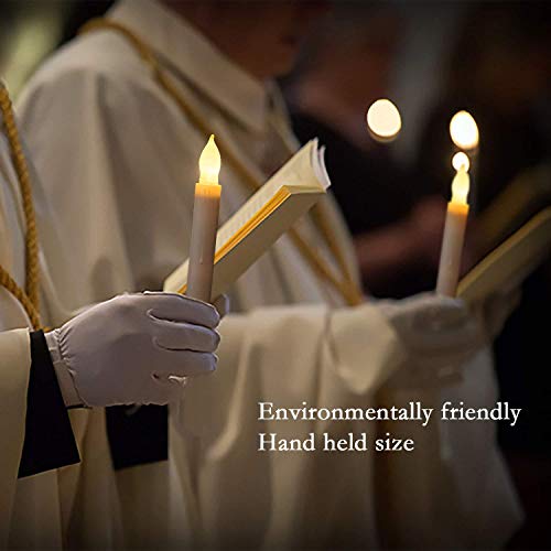 24 PCS Flameless LED Taper Candles Lights, Battery Operated Candlesticks with Warm White Flickering Flame, 0.79 x 6.5 Inches Dripless Fake Floating Taper Candles for Church Wedding Xmas - color: Set of 24 Warm White