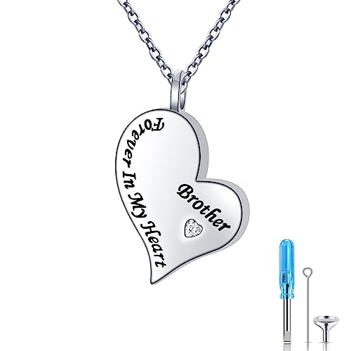 Ladytree 925 Sterling Silver Cremation Urn Necklace for Ashes - style: Brother