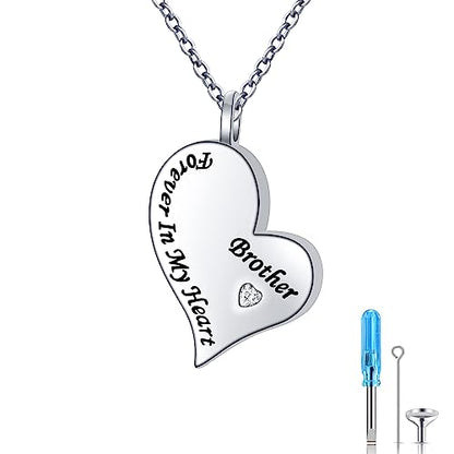 Ladytree 925 Sterling Silver Cremation Urn Necklace for Ashes - style: Brother