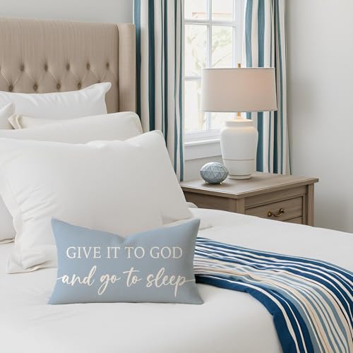 Dusty Blue Decorative Pillow Covers 12x20 Set of 2, Christian Gifts - color: Dusty Blue