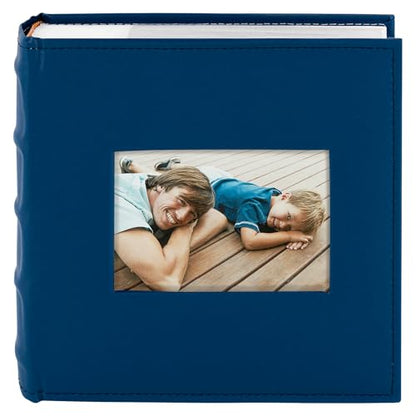 Photo Album Hold 200 4x6 Photos with Front Window for DIY (Blue) - color: Dark Blue