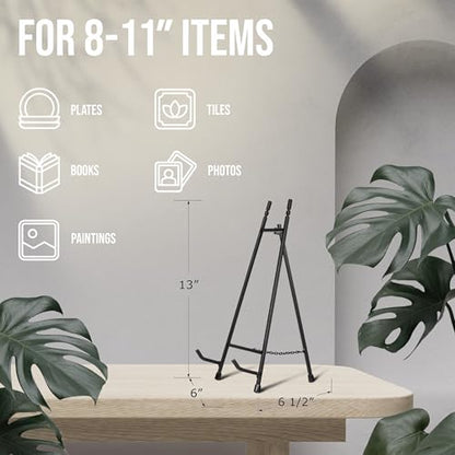Red Co. 13” Tall Modern Metal Tripod Plate Stand and Art Holder Easel, Black - color: Black, size: Height - 13"