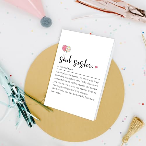 Soul Sister Definition Card, Best Friend Birthday Cards, Friendship Card for Bestie BFF, Unique Birthday Cards for Women Girl Lady, Galentine's Day Gift for Her - color: #14
