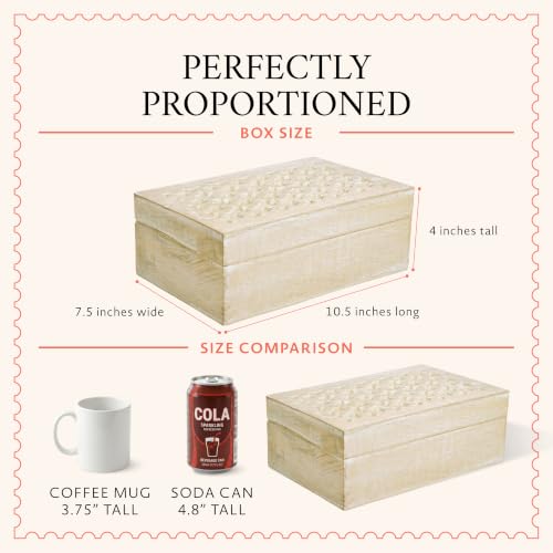 Mela Artisans Trellis Mango Wood Box - Whitewash, 10.5x7.5 in - color: Whitewash, size: Extra Large