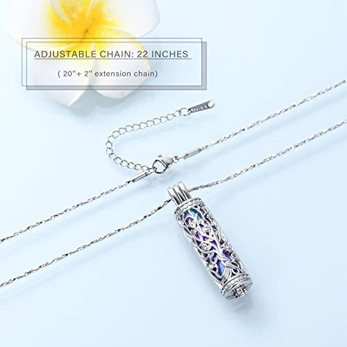 Imrsanl Cylinder Cremation Urn Necklace for Ashes of Loved One - color: Tree-Colorful