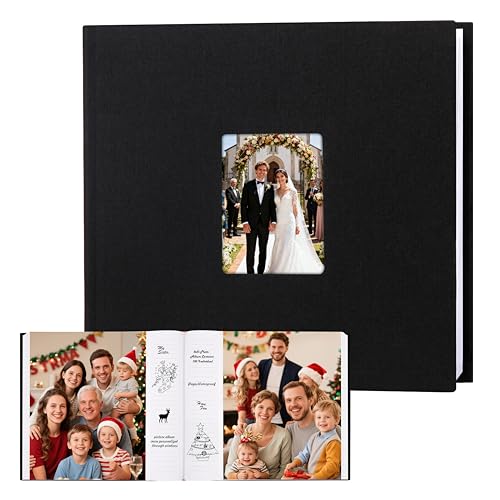 Aevdor 8x10 Photo Album, 100 Pockets, Linen Cover, Writing Space, Black | Fits 8x10 Photos, Graphic Designs, Watercolors and Drawings, Doubles as an Art Portfolio - color: Linen Black