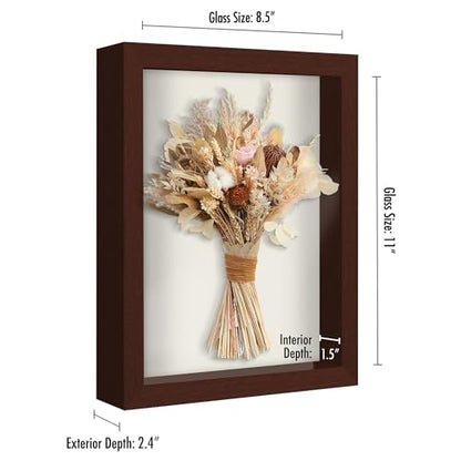 Americanflat 8.5x11 Shadow Box Frame with Shatter-Resistant Glass - Silhouette Collection - Large Shadow Box Display Case for Tabletop and Wall Display - Mahogany with Soft Felt Back | Shatter-resistant glass, 1.5 inch interior depth, hangs vertical or ho