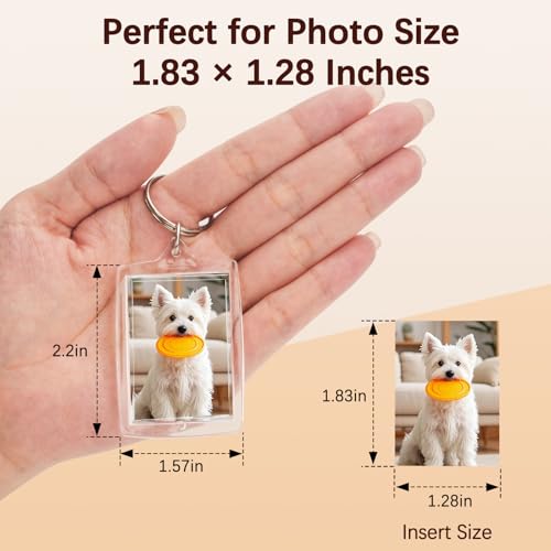 Clear Acrylic Photo Keychain Frames Double-Sided Picture Holders - size: 50 pack 1.57“ x 2.2”