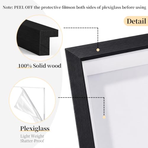 Shadow Box Frame 8"x 10" - 4 Pack Wood Deep Shadowbox with Glass - size: 8x10-4pcs-black
