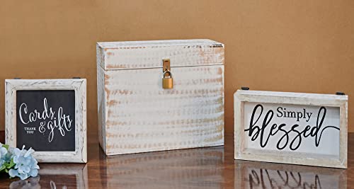 Wooden Wedding Card Box with Lock and Card Slot for Reception, Party W2 - color: White