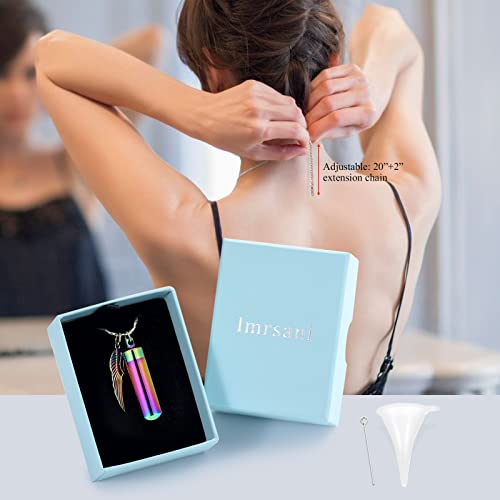 Imrsanl Cremation Jewelry for Ashes Pendant Urn Necklace Cylinder with Glass Vial Keepsake Ashes Memorial Jewelry - color: Colorful