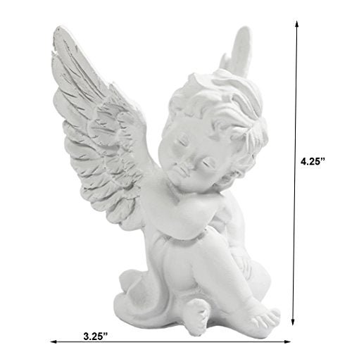 KiaoTime l Set of 2 Resin Adorable Cherubs Angels Statues Figurine Guardian Angel Garden Angels Sculpture Cute Angel Collection Wings Angel Memorial Statue 4.25"