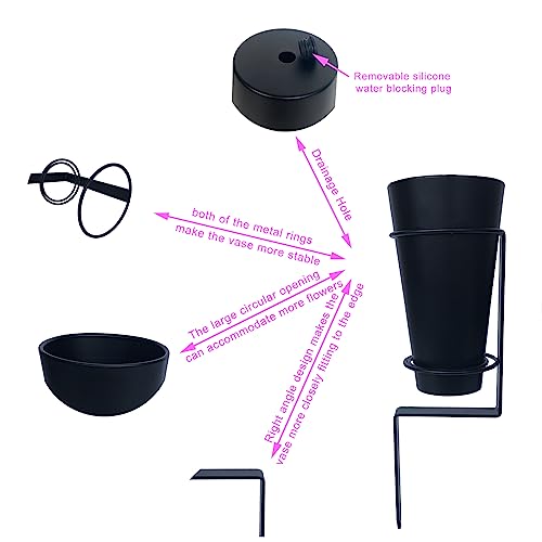 Cemetery Flower Vase with Stake, Grave Vase with Floral Foam，Grave vases for Cemetery in ground,Black - style: Garden