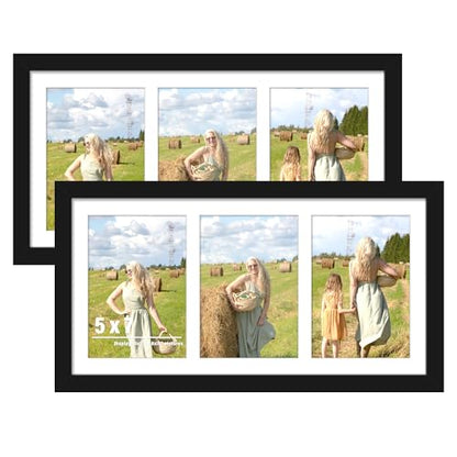 DUENPY 2 Pack 8x16 Collage Frame For 3 5x7 Photos Black - color: Black, size: 8x16（5x7 opening）-2 Pack