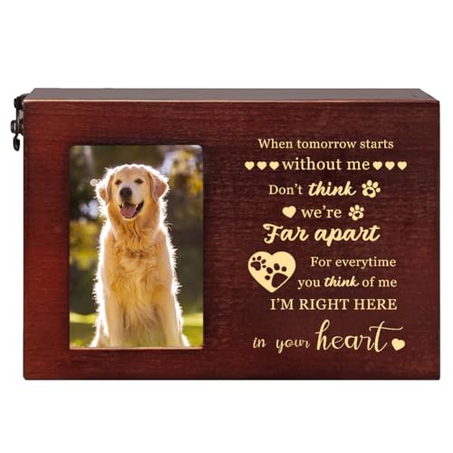 Pet Urns for Dog Ashes Wooden Pet Cremation Urn with Photo Frame Cat Dog Urns for Ashes Large Keepsake Memory Box Sympathy Gift for Pets Loss Remembrance Chest (Brown,7.87"x5.51"x5.51") - color: Heart Word-brown, size: Large