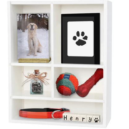 11*14" Solid Wood Pet Memorial Shadow Box with Adjustable Shelves - color: White