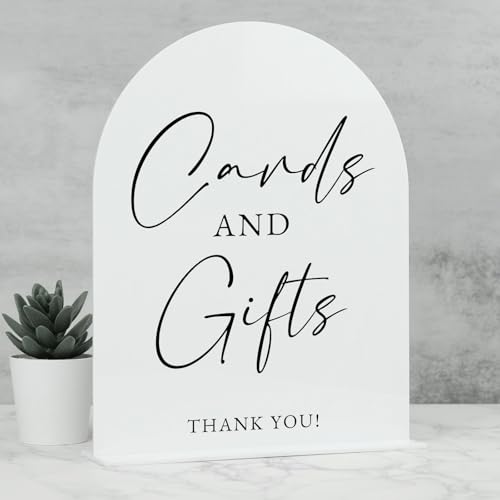 White Arch Acrylic Wedding Sign- 8"x10" Cards and Gifts Sign and Base,1/8" Thick | Modern Calligraphy Arched Acrylic Table Sign for Wedding & Event Party (Cards and Gifts, 8"x10") - color: Cards and Gifts, size: 8"x10"