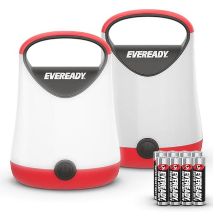 Eveready LED Camping Lantern X-250 (2-Pack), Super Bright Tent Lights, Rugged Water Resistant LED Lanterns, 100 Hour Run-time (Batteries Included), Red and Black - color: Red and Black, size: 2-Pack