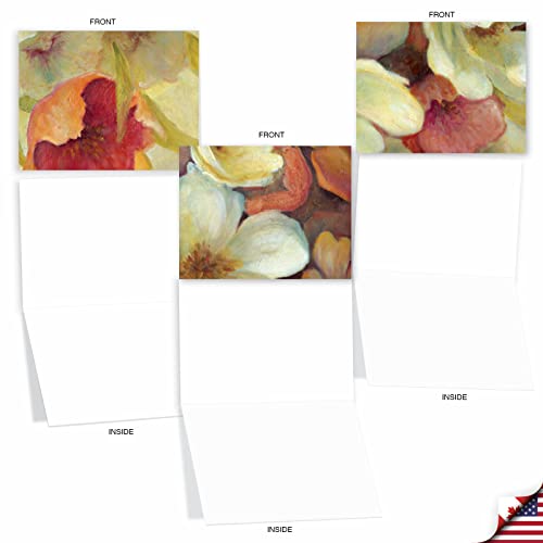 The Best Card Company - 10 Boxed Note Cards with Flowers - Blank Assorted Floral Notecards Bulk (4 x 5.12 Inch) - Spice Blooms M6628OCB - style: Spice Blooms