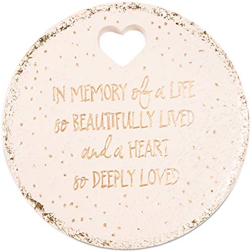 Pavilion Gift Company - in Memory of A Life So Beautifully Live & A Heart So Deeply Loved - 10" Round Weather Proof Garden Stone - color: Beige