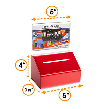 Acrylic Heavy Duty Donation/Ballot Box with Lock and Sign Holder - color: Red, size: 1 Pack
