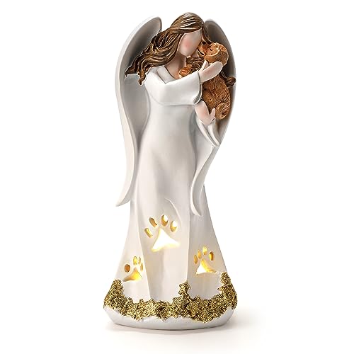 INLOMEM Dog Memorial Gifts for Loss of Dog, Pet Memorial Gifts, Pet Loss Gifts, Bereavement Gifts for Loss of Pet, Hand-Sculpted Dog Sympathy Gifts, Resin Sculpture (White) - color: White