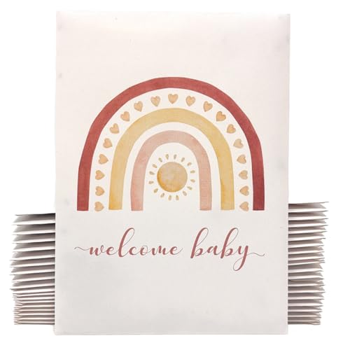 Boho Rainbow Baby Shower Favors for Guests - Wildflower Seed Packets - Watercolor Hearts and Sun- Gender Neutral - Already Filled - Pack of 20 - color: Rainbow