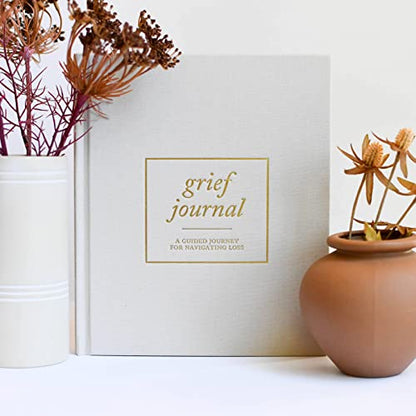 Duncan & Stone Guided Grief Journal with Prompts & Photo Pocket, Sand - color: Sand