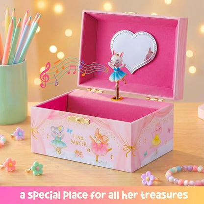 Giggle & Honey® Musical Ballerina Jewelry Box for Girls | Music Boxes for Little Girls, Toddler Jewelry Box for 4 Year Old Kids, Toys for Toddlers, Birthday Gifts for Kids 5-9 Years - style: Animal Ballerina