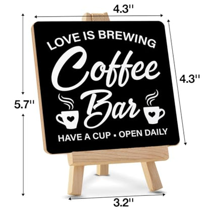 Coffee Signs, Coffee Bar Wood Sign with Easel Home Kitchen Desk Shelf Tabletop Table Decor - color: WS07