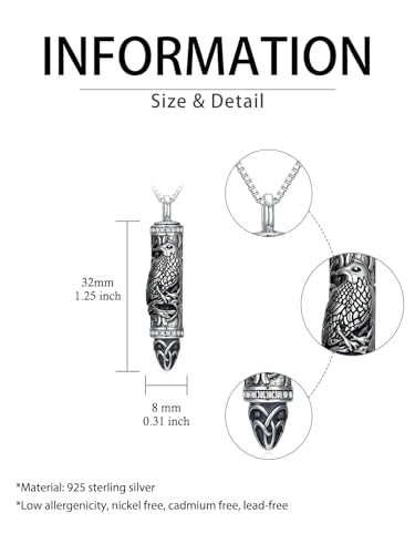 JKR Keepsake Urn Necklace for Ashes Cremation Jewelry Memorial Gift - style: 9-Bullet-Raven