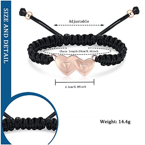 constantlife Double Heart Cremation Bracelet for Ashes for Women Stainless Steel Pendant Urn Memorial Jewelry Loved Ones Human Pet Funeral Keepsake Gift - color: Rose Golden