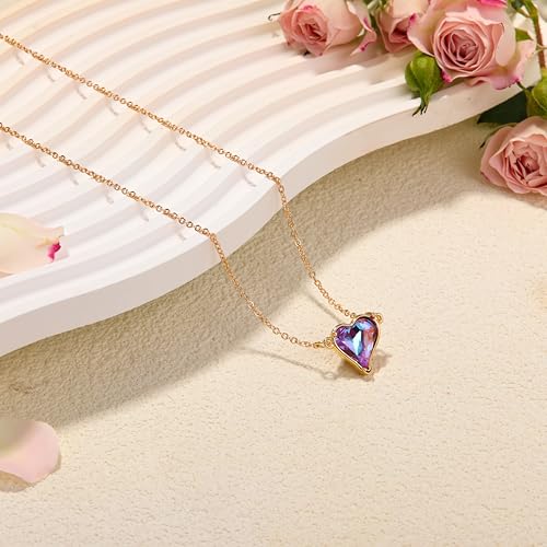 RZKING Golden Necklace for Women, Gifts for Best Friend Sister Mom Daughter - style: Colorful Heart