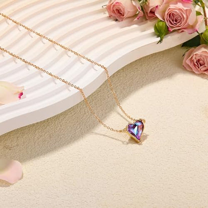 RZKING Golden Necklace for Women, Gifts for Best Friend Sister Mom Daughter - style: Colorful Heart