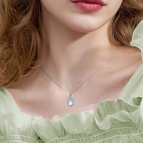 ONEFINITY Tree of Life Urn Necklaces for Ashes 925 Sterling Silver Tree of Life Crystal Cremation Jewelry for Ashes Memory Jewelry for Women Men - style: Moonstone