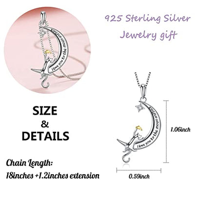 Sterling Silver Cat Necklace Jewelry Memorial Gifts for Cat Lovers | Cat Pendant Necklace ，Cute Dainty Animal Remembrance Jewelry Birthday Gifts for Cat Mom Her Women - style: I love you to the moon and back 1