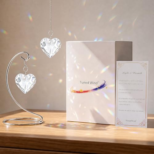 Memorial Gifts for Loss of Loved One, Hanging Heart Crystal Suncatcher - color: Clear Heart